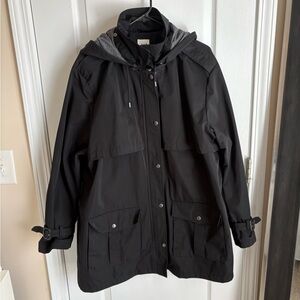 Women's Black Hooded Rain Jacket
